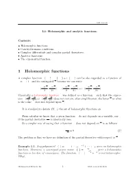 1 Holomorphic Functions