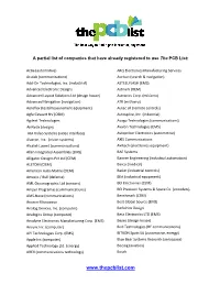 A Partial List of Registered PCB List Users