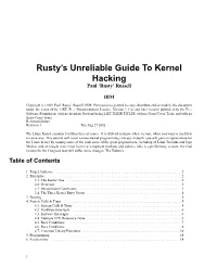 Rusty's Unreliable Guide to Kernel Hacking