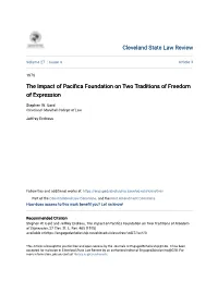 The Impact of Pacifica Foundation on Two Traditions of Freedom of Expression