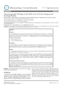 Ultrasonographic Findings in the Stifle Joint of Active Jumping And
