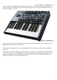 Arturia Minibrute – the New Roland SH-101? in Many Ways the Arturia Minibrute Is an Exception to the Rule