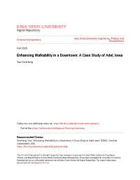 Enhancing Walkability in a Downtown: a Case Study of Adel, Iowa