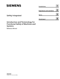 Introduction and Terminology for Functional Safety of Machines and Systems Reference Manual