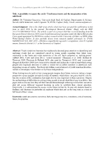 1 Title: a Possibility to Square the Circle? Youth Uncertainty and The