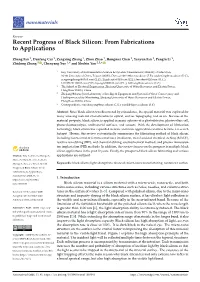 Recent Progress of Black Silicon: from Fabrications to Applications