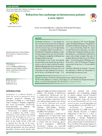 Refractive Lens Exchange on Keratoconus Patient: a Case Report