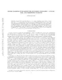 Arxiv:2008.13274V2 [Math.CO] 25 Sep 2020 Cci.G¨Namas Nrdcdtesrce Oino a of Notion Stricter the Introduced Gr¨Unbaum Also Acyclic