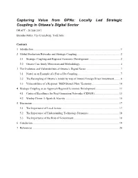 Capturing Value from Gpns: Locally Led Strategic Coupling in Ottawa's