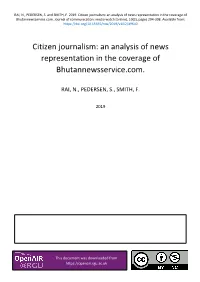 Citizen Journalism: an Analysis of News Representation in the Coverage of Bhutannewsservice.Com