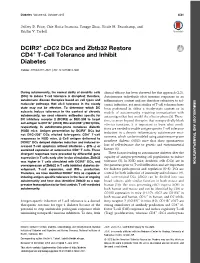DCIR2 Cdc2 Dcs and Zbtb32 Restore CD4 T-Cell Tolerance