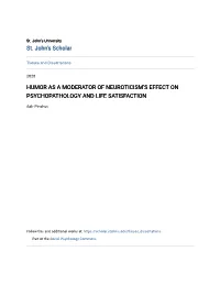 Humor As a Moderator of Neuroticism's Effect On