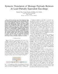 Syntactic Translation of Message Payloads Between at Least Partially Equivalent Encodings