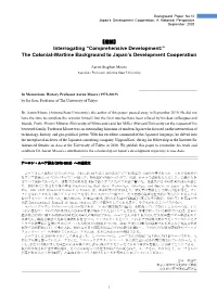The Colonial-Wartime Background to Japan's Development Cooperation