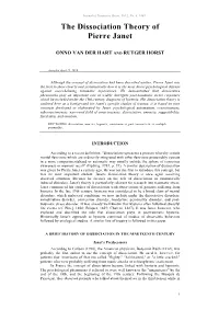 The Dissociation Theory of Pierre Janet