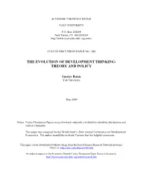 The Evolution of Development Thinking: Theory and Policy