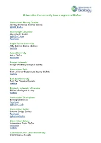 Universities That Currently Have a Registered Biosoc