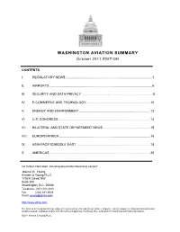 WASHINGTON AVIATION SUMMARY October 2011 EDITION