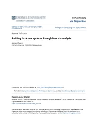 Auditing Database Systems Through Forensic Analysis