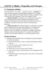 CHAPTER 3 Matter—Properties and Changes