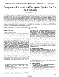 Design and Fabrication of Adaptive Spoiler for Go - Kart Vehicles