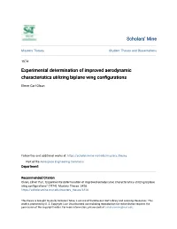 Experimental Determination of Improved Aerodynamic Characteristics Utilizing Biplane Wing Configurations