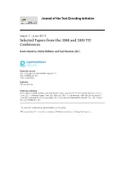 Journal of the Text Encoding Initiative, Issue 1