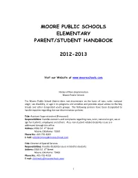 Moore Public Schools Elementary Parent/Student Handbook 2012-2013