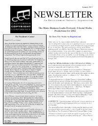 NEWSLETTER a N E N T E R T a I N M E N T I N D U S T R Y O R G a N I Z a T I On