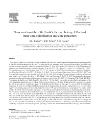 Numerical Models of the Earth's Thermal History: Effects of Inner-Core