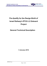 Pre-Qualify for the Design-Build of Israel Railway's ETCS L2 Onboard Project