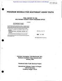 • Program Models for Southeast Asian Youth