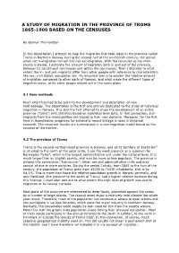 A Study of Migration in the Province of Troms 1865-1900 Based on the Censuses