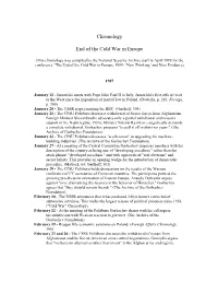 Chronology End of the Cold War in Europe