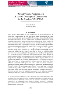 Greed Versus Grievance: a Useful Conceptual Distinction in the Study