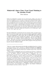 Minkowski's Space-Time: from Visual Thinking to the Absolute World*