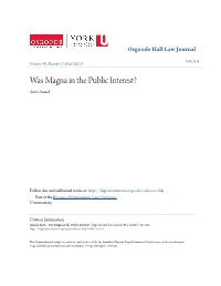 Was Magna in the Public Interest? Anita Anand