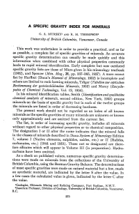 A Specific Gravity Index for Minerats