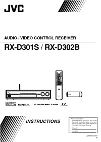 Audio / Video Control Receiver Rx-D301s / Rx-D302b