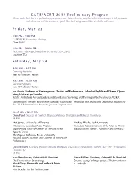 CATR/ACRT 2014 Preliminary Program Friday, May 23 Saturday