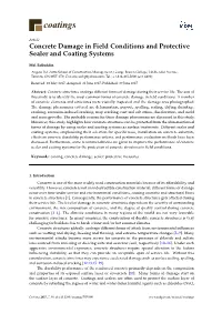 Concrete Damage in Field Conditions and Protective Sealer and Coating Systems