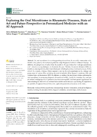 Exploring the Oral Microbiome in Rheumatic Diseases, State of Art and Future Prospective in Personalized Medicine with an AI Approach