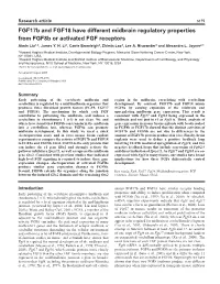 Fgf17b and FGF18 Have Different Midbrain Regulatory Properties from Fgf8b Or Activated FGF Receptors Aimin Liu1,2, James Y