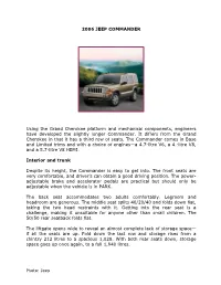 2006 JEEP COMMANDER Using the Grand Cherokee Platform And
