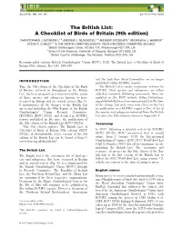 A Checklist of Birds of Britain (9Th Edition)