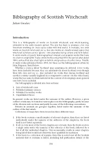 Bibliography of Scottish Witchcraft Julian Goodare