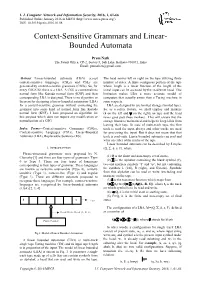 Context-Sensitive Grammars and Linear- Bounded Automata
