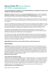 Nancy Poole PR Press Release 07957 342 850 ∙ Nancy@Nancypoolepr.Com