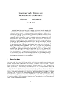 Questions Under Discussion: from Sentence to Discourse∗