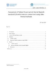 Assessment of Indian Ocean Narrow-Barred Spanish Mackerel (Scomberomorus Commerson) Using Data- Limited Methods